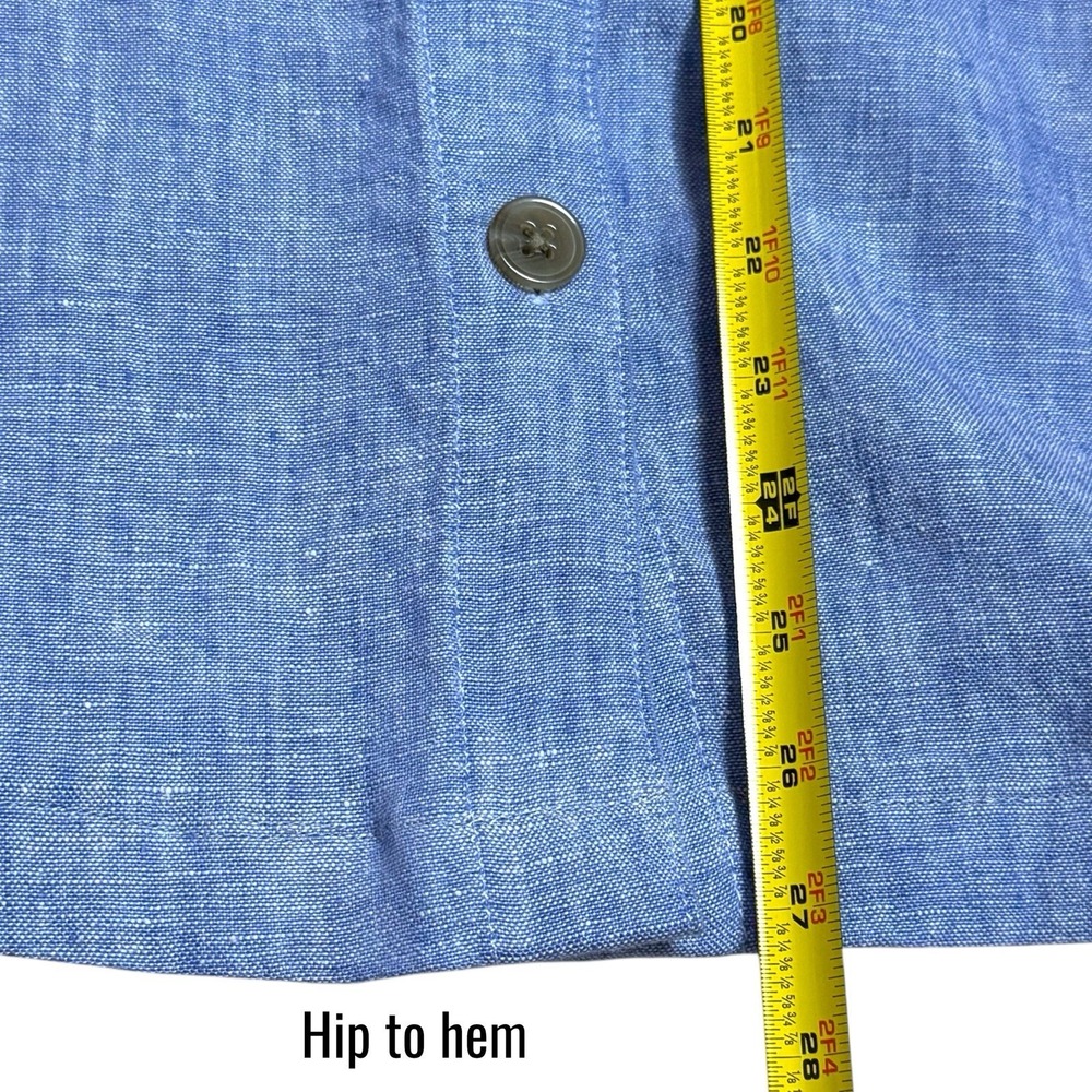 Lands' End Blue 100% Linen Button Front‎ Midi A-Line Skirt Coastal Prairie 12 - Picture 10 of 10